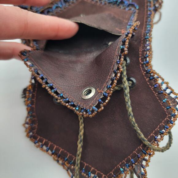 Vintage Boho Suede Beaded Handbag Purse - Picture 10 of 13